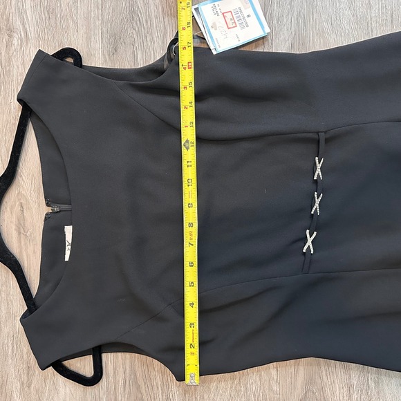 NWT VTG David Warren Womens Sz 8 Black Sheath Dress Y2K Mob Wife Glam Minimalist - Picture 7 of 11